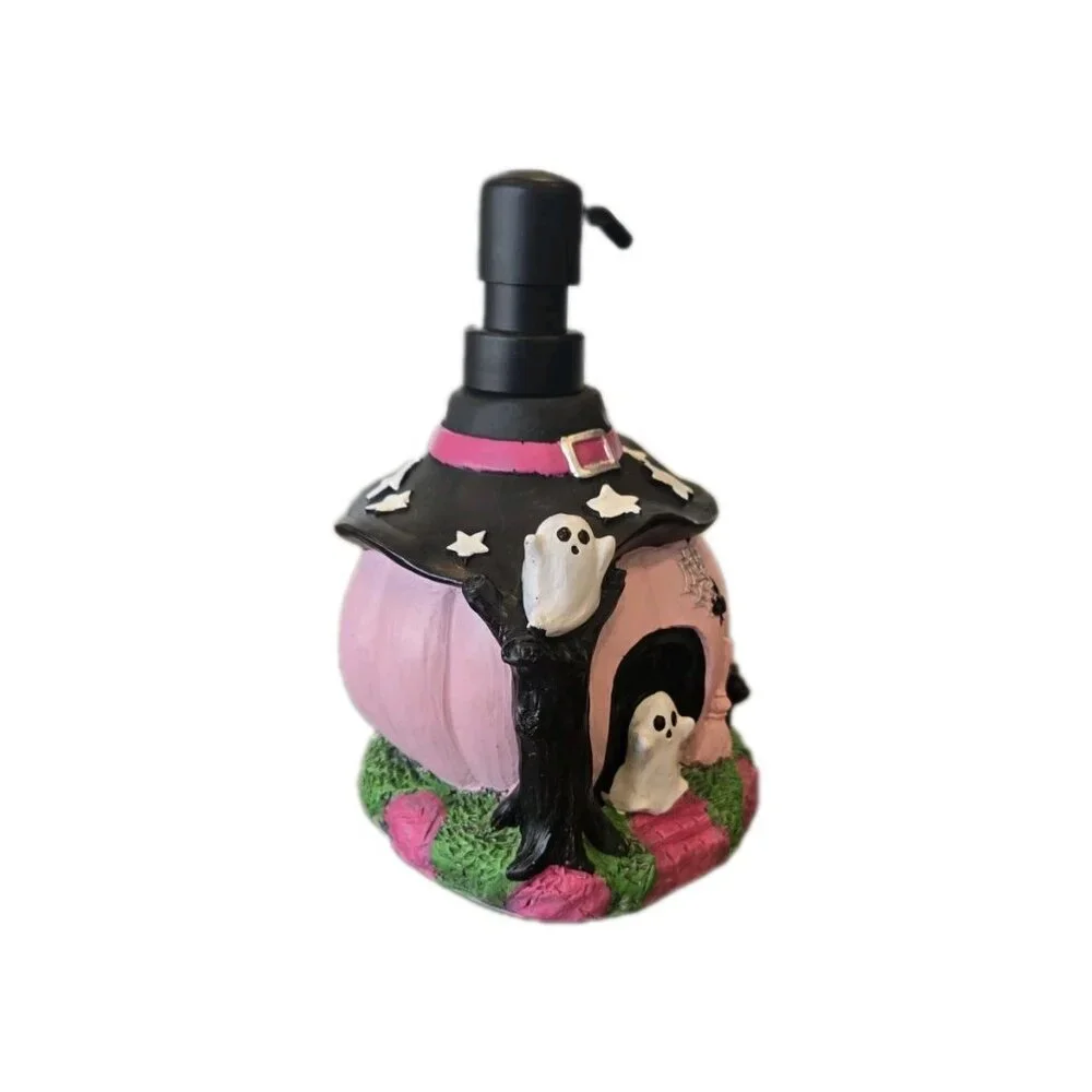 New Pink Pumpkin Spooky House Halloween Soap Dispenser Spooky Decoration
